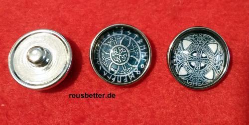 Runen / Futhark Vikings | Snap Lederarmband Schwarz | Glas Cabochon | Motiv Wahl